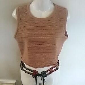 Women's Tan Sleeveless Knit Top & Retro VINTAGE Belt DEAL 1⃣0⃣😱
